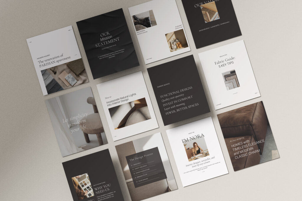Matching Canva template for interior designers paired with Showit website